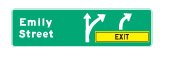 Ontario road sign: Advance signs use arrows to show which lanes lead off the freeway signs are also posted at the exit