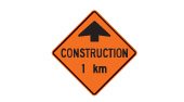 Ontario road sign: Construction work one kilometre ahead