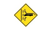 Ontario road sign: Indicates an upcoming bus entrance on the right and vehicles should be prepared to yield to buses entering the roadway