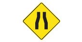 Ontario road sign: Pavement narrows ahead