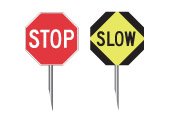 Ontario warning sign telling drivers to reduce speed and be prepared to stop