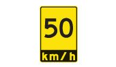 Ontario road sign: Shows maximum safe speed on ramp