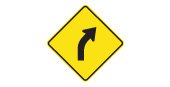 Ontario road sign: Slight bend or curve in the road ahead
