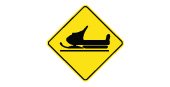 Ontario road sign: Snowmobiles cross this road
