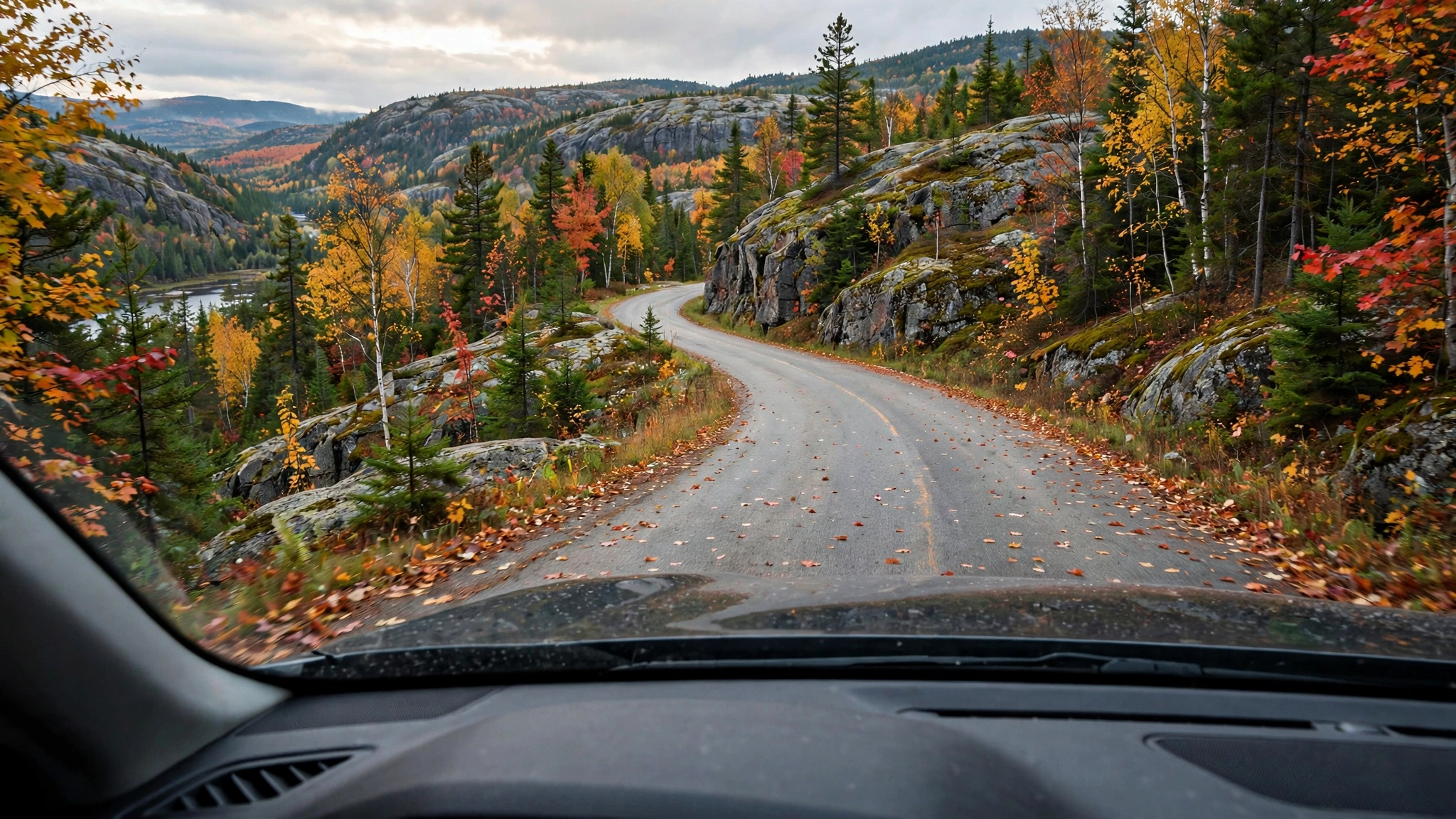 Winding road through Ontario highlands — Ontario G1 practice