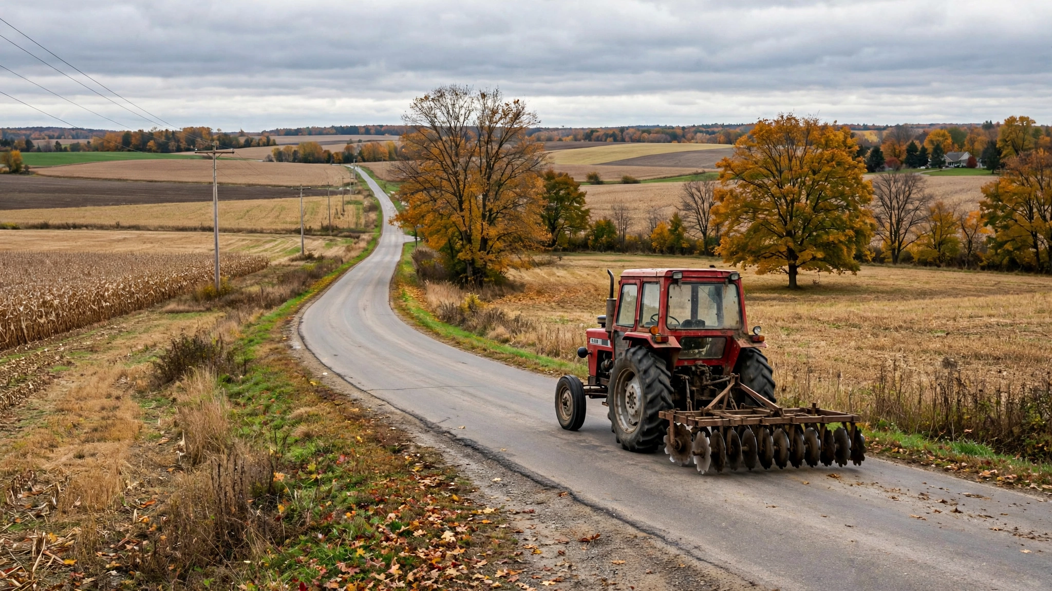 Tractor on a rural road — Ontario G1 practice