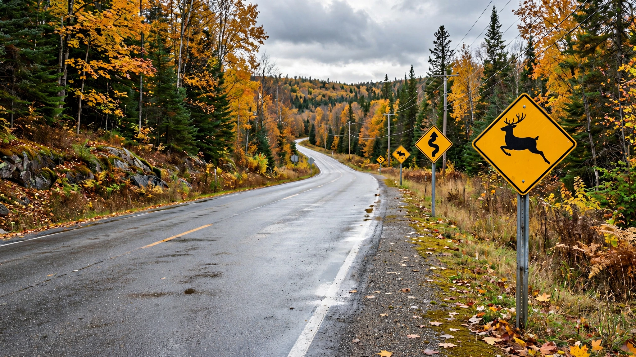 Warning signs along a roadside — Ontario G1 practice