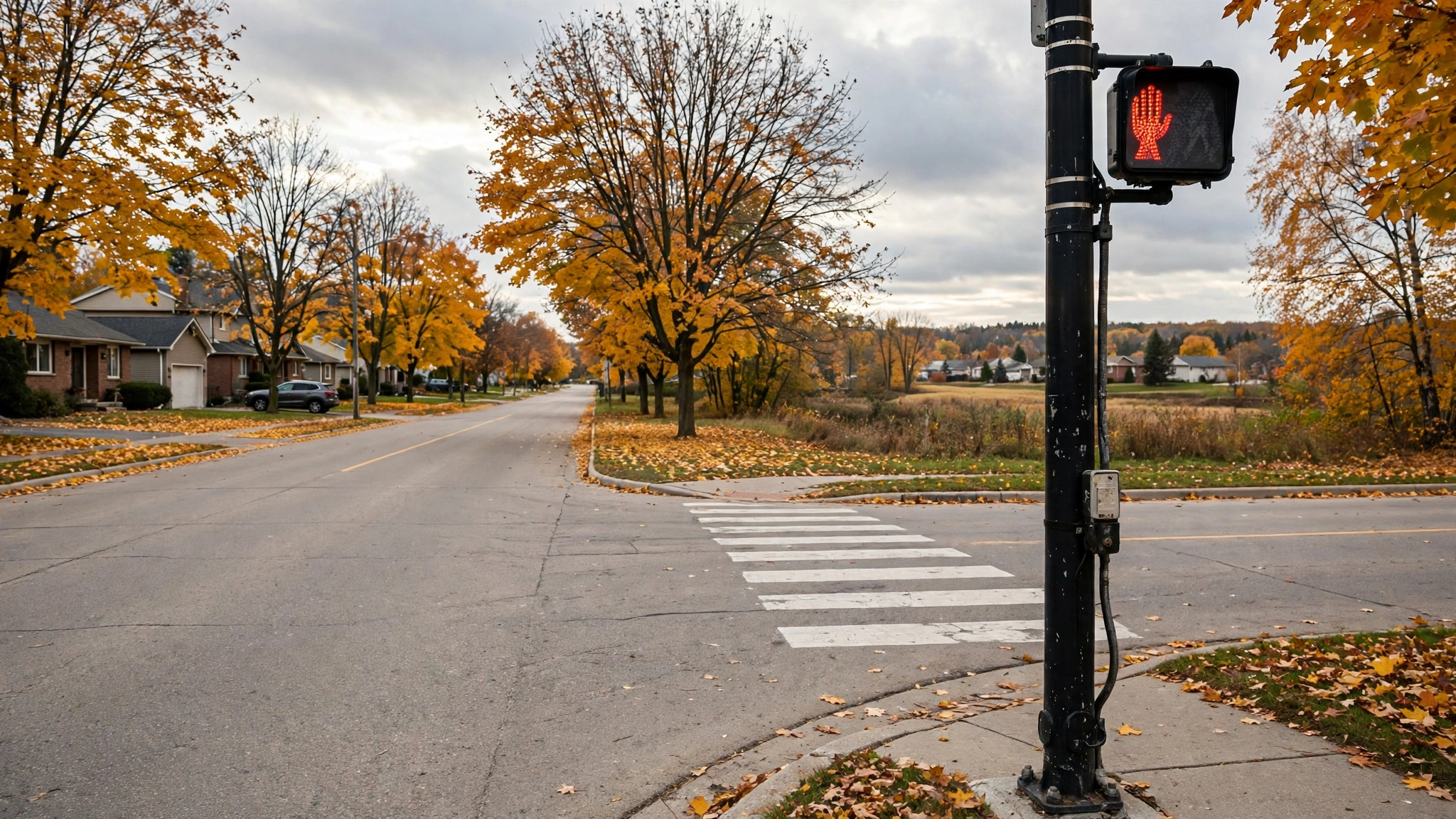 Pedestrian crossing signal pole — Ontario G1 practice