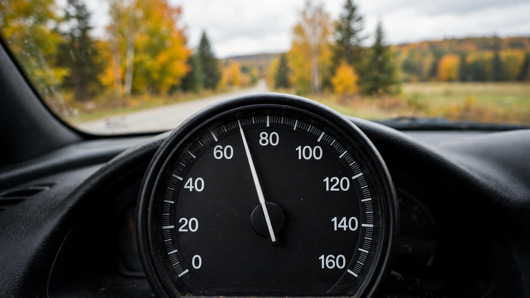 Close-up of a speedometer — Ontario G1 practice