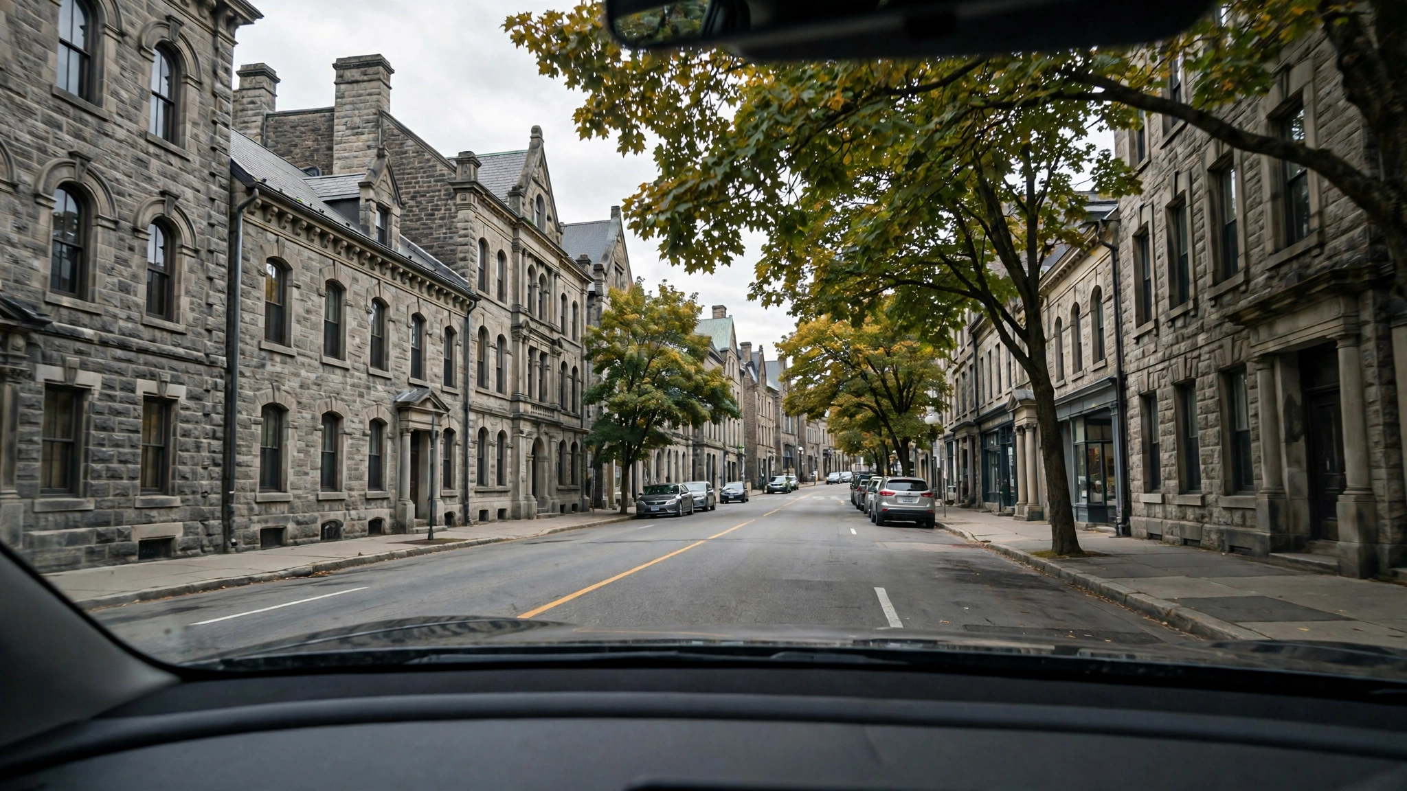 Ottawa street with historic stone buildings — Ontario G1 practice