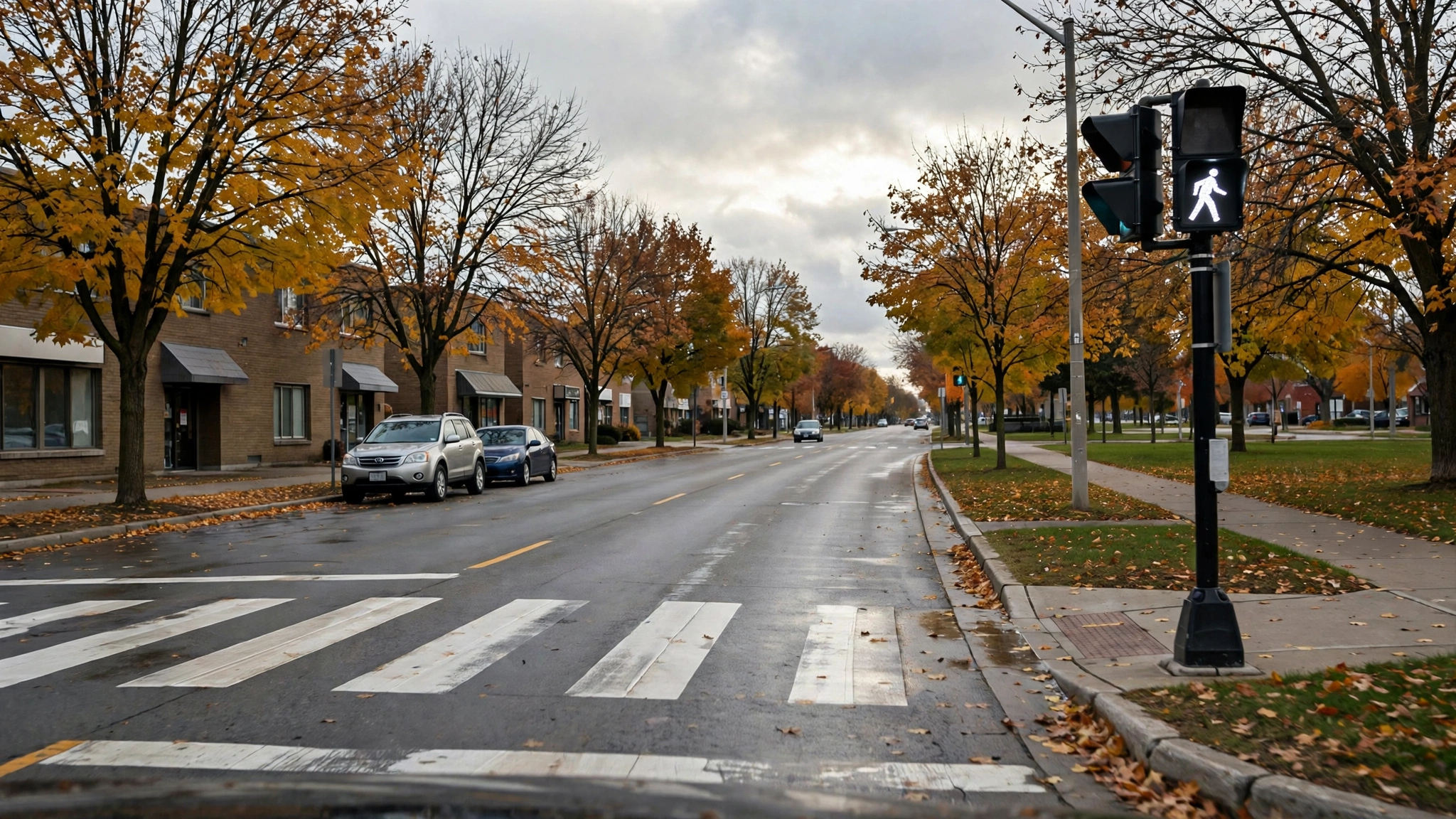 Pedestrian crosswalk with crossing signal — Ontario G1 practice