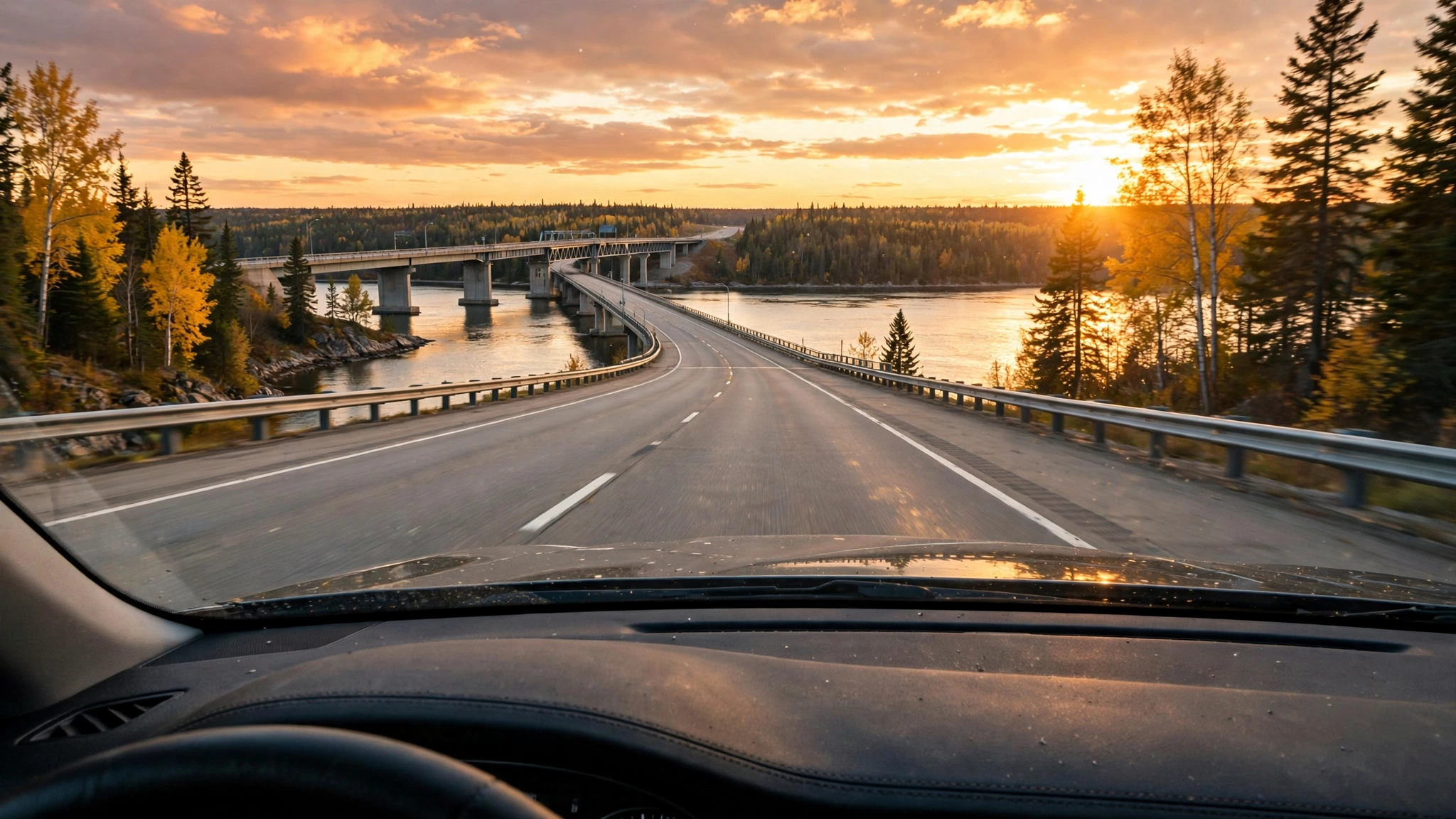 Highway bridge at sunset — Ontario G1 practice