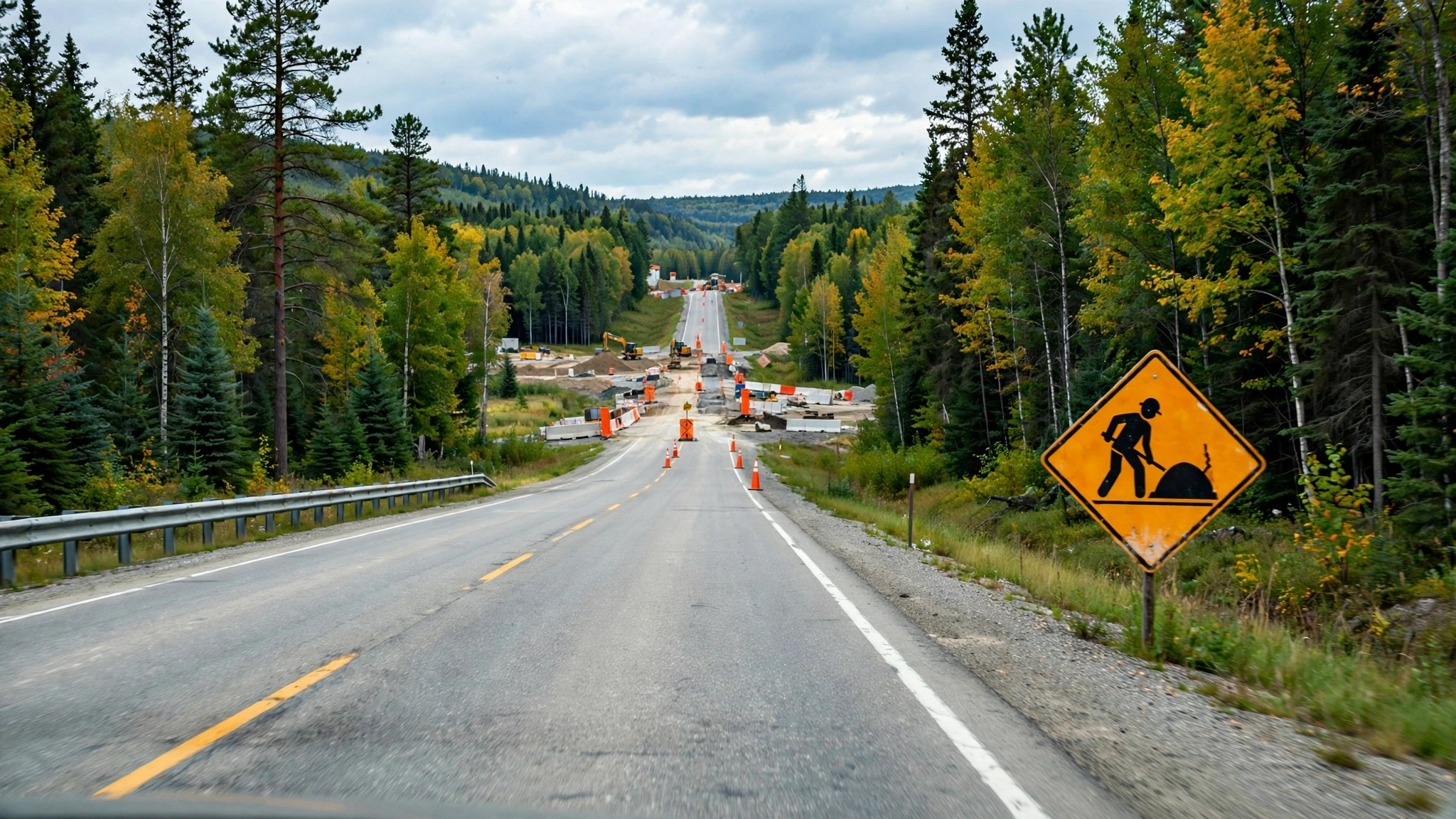 Construction ahead warning sign — Ontario G1 practice