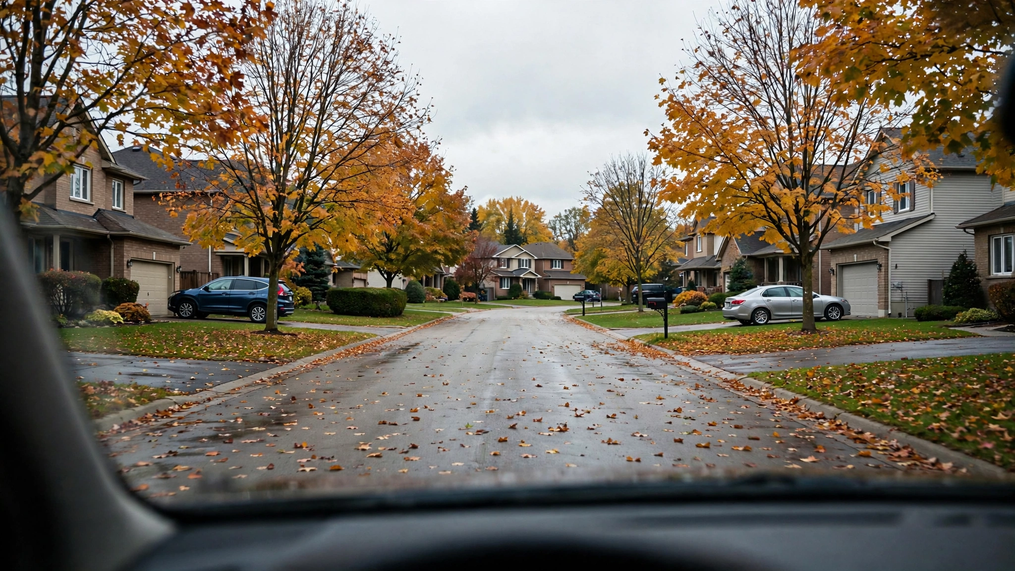 Quiet suburban residential street — Ontario G1 practice