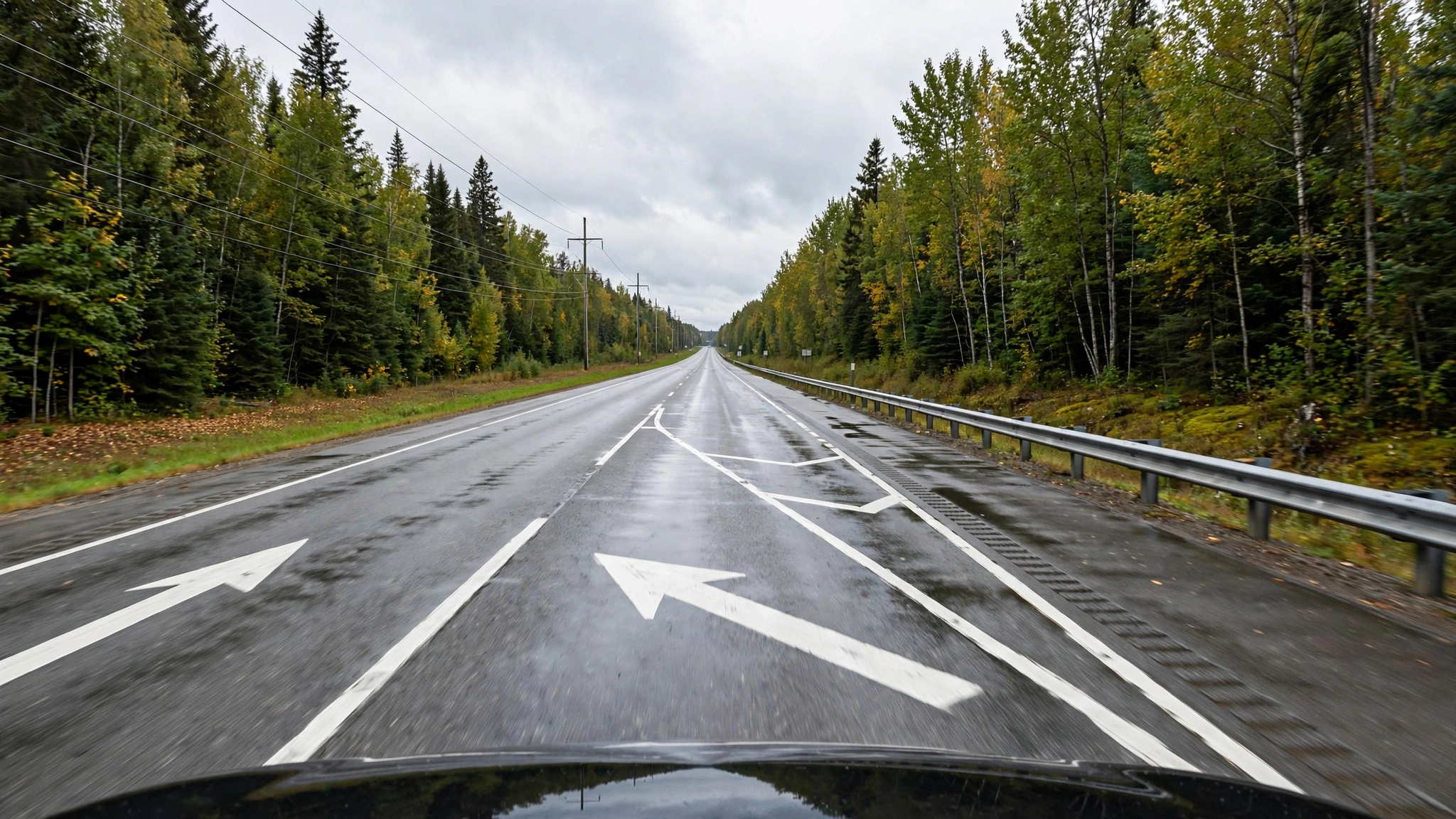Highway lanes merging with painted arrows — Ontario G1 practice
