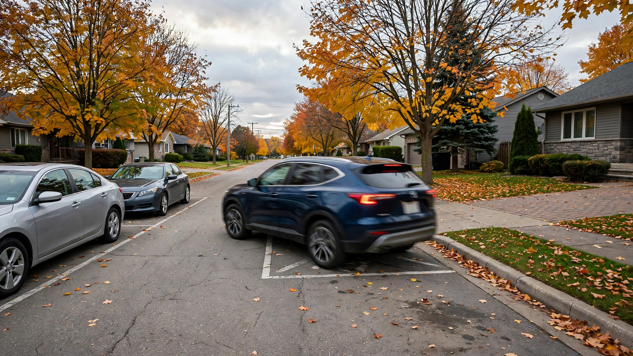 Car reversing into a parking spot — Ontario G1 practice