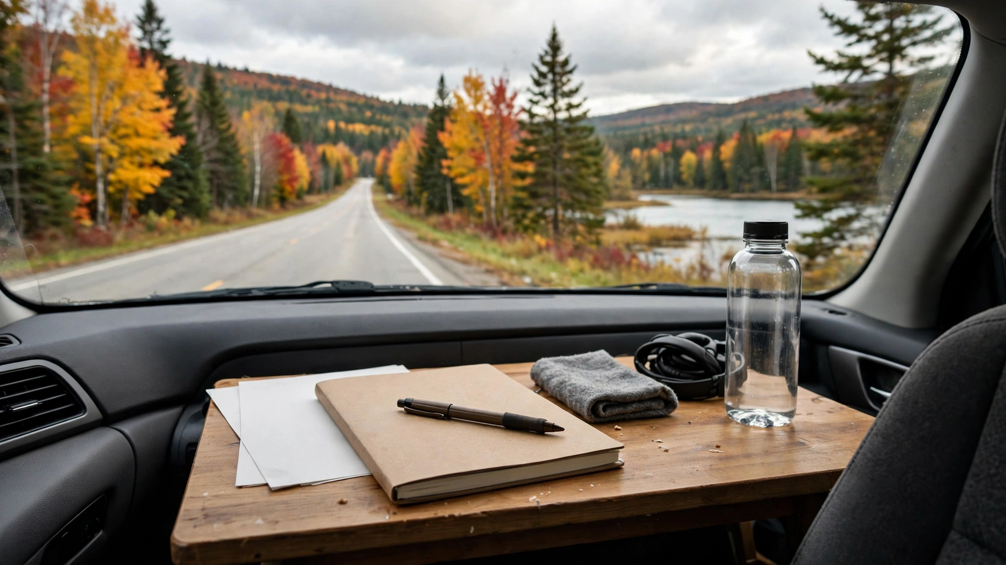 Study desk with a notebook and pen — Ontario G1 practice
