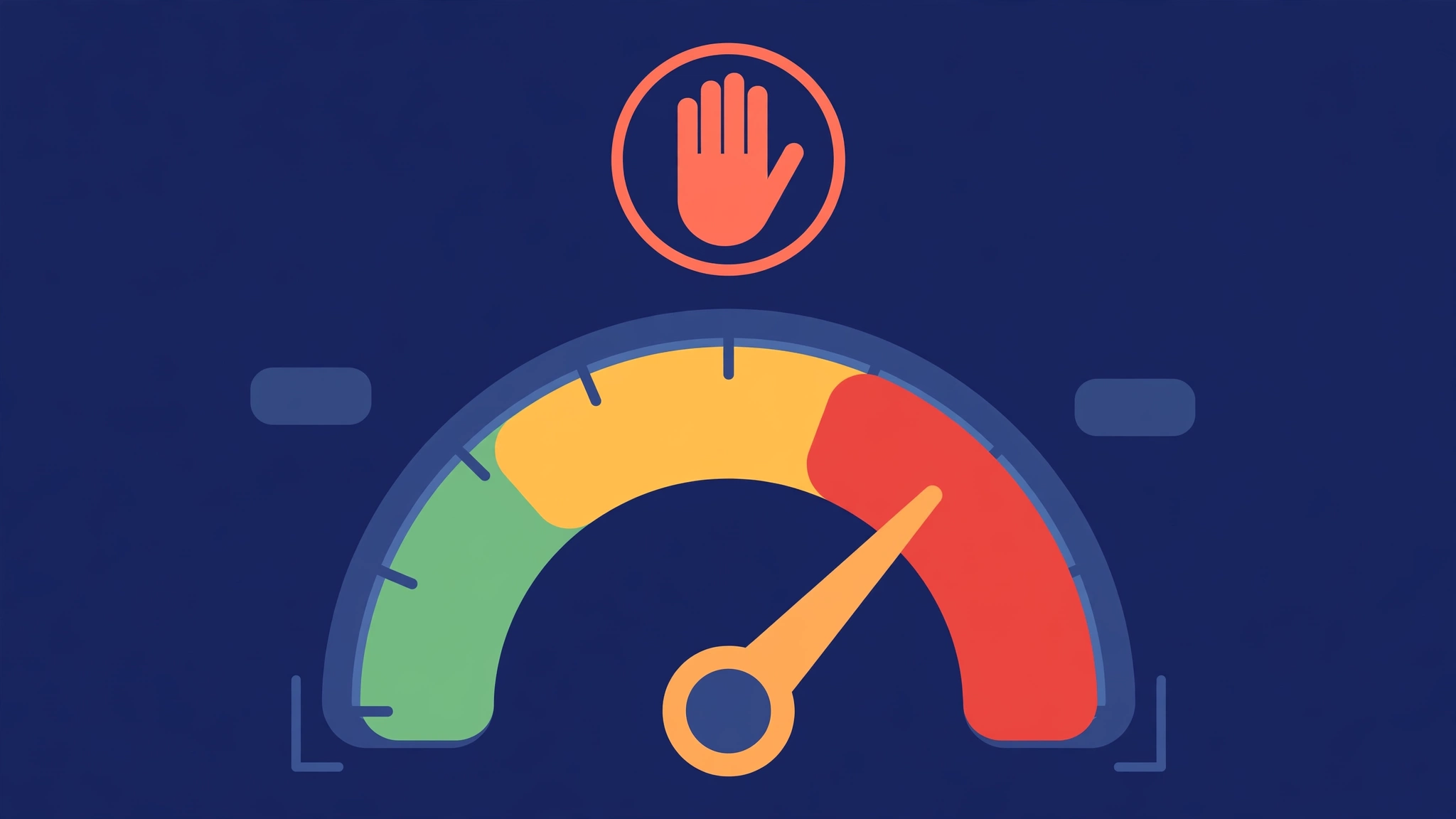 Illustration of a demerit point gauge dial with a needle approaching the red suspension zone